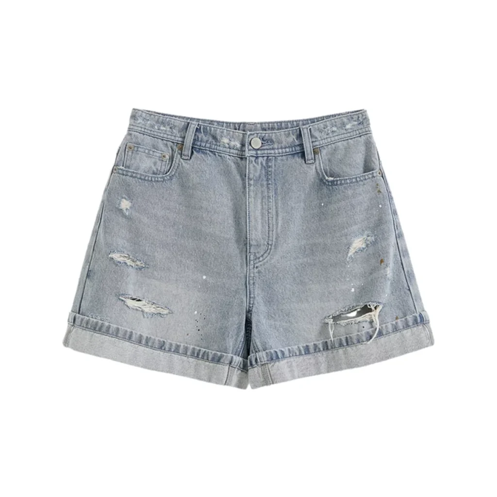 Custom denim shorts with wash and finishing options