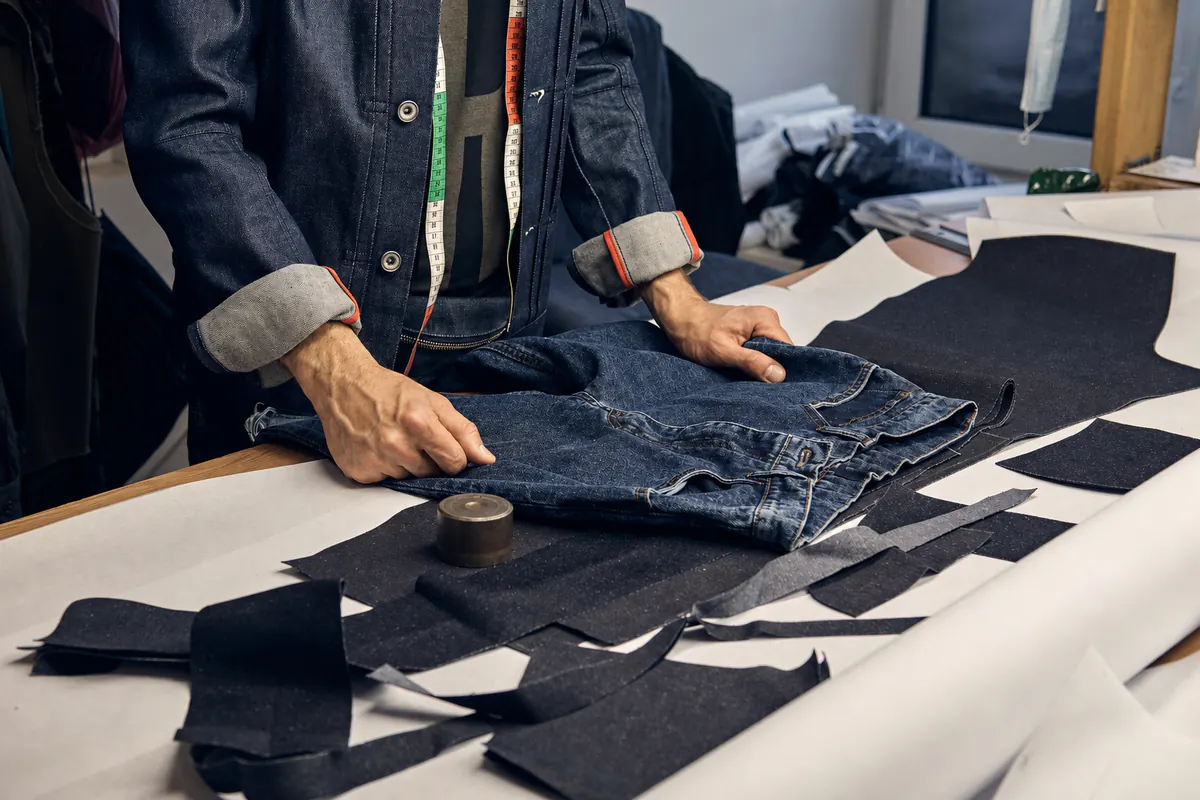 Denim fit and pattern development with garment samples and paper patterns