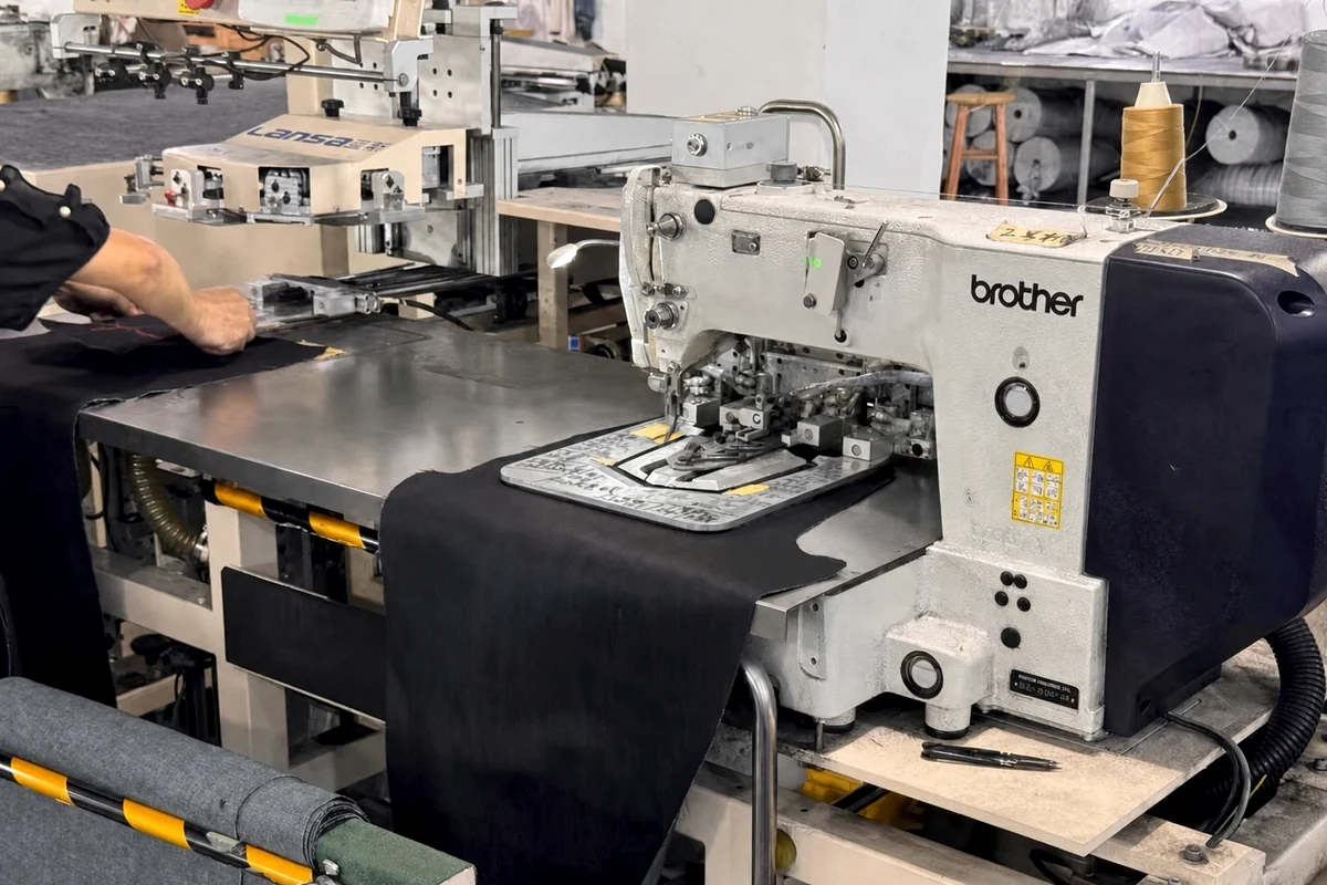 Denim garment sewing and construction equipment
